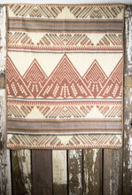Load image into Gallery viewer, Pictured is a dusty rose, grey, dusky rose, light brown, pale pink, pale dark forest green and cream coloured, mountain patterned baby blanket. This is the Heartprint Threads 'You Will Move Mountains' Baby Blanket, created by Ecuadorian Artisans. Perfect for your everyday soft & warm baby blanket needs! Available for sale at SMRT Tent in Edmonton, Canada.